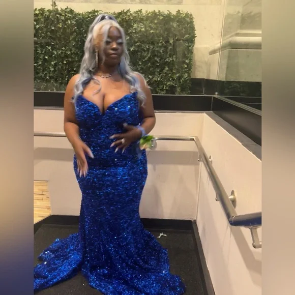 Dresses | Portiascarlett Blue Sparkly Plus Size Prom Dress | Poshmark